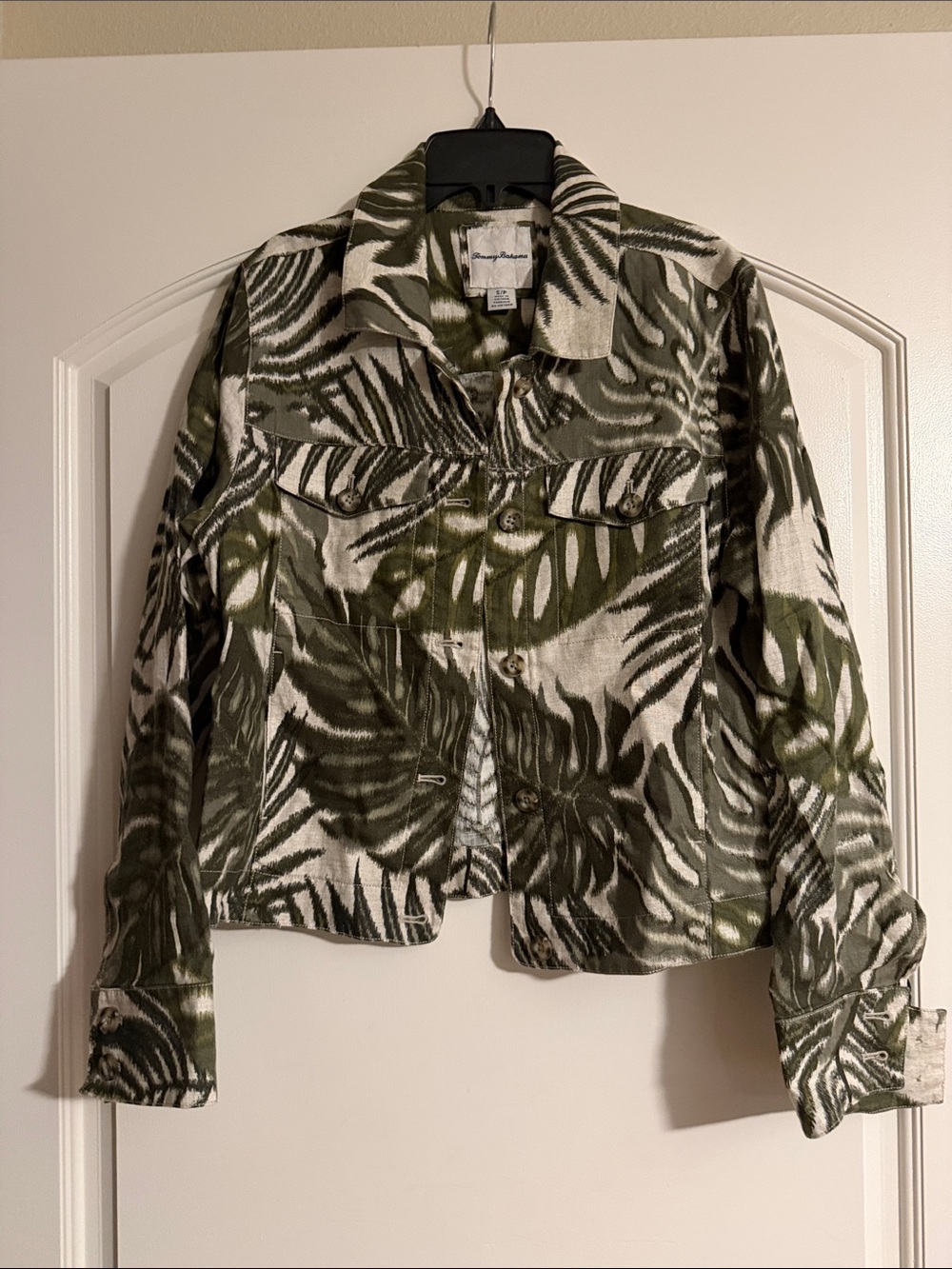 Tommy Bahama Olive & White Tropical Print Jacket